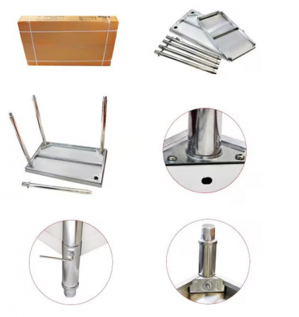 Masă Inox 1600x700x850 mm Centrală Demontabilă cu Poliță Inferioară [5]