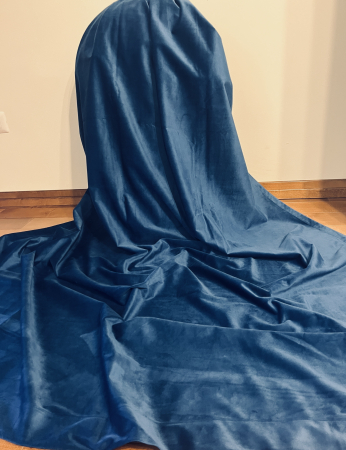 PERDELE GATA CUSUTE - DRAPERIE CATIFEA ALBASTRU REGAL- CUSUTA: 3,40 M L *2,45 M INALTIME