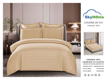 LENJERII DAMASC - Lenjerie damasc 6 piese cu elastic