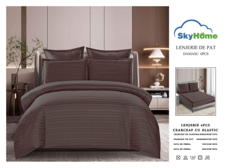 LENJERII DAMASC - Lenjerie damasc 6 piese cu elastic