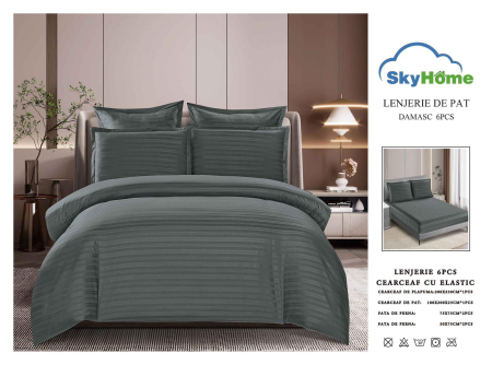 LENJERII DAMASC - Lenjerie damasc 6 piese cu elastic