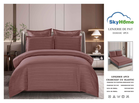 LENJERII DAMASC - Lenjerie damasc 6 piese cu elastic