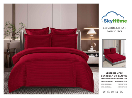 LENJERII DAMASC - Lenjerie damasc 6 piese cu elastic