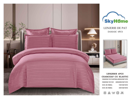 LENJERII DAMASC - Lenjerie damasc 6 piese cu elastic