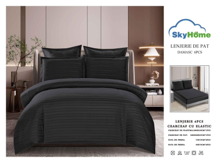 LENJERII DAMASC - Lenjerie damasc 6 piese cu elastic