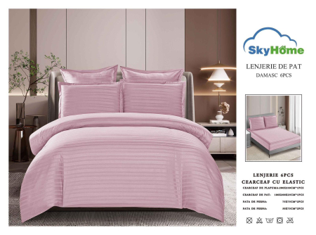 LENJERII DAMASC - Lenjerie damasc 6 piese cu elastic