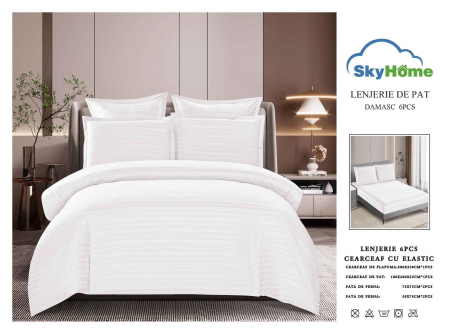 LENJERII DAMASC - Lenjerie damasc 6 piese cu elastic