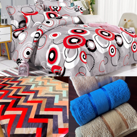 OFERTA SPECIALA TRIO - Set trio: 1 lenjerie, 1 patura, 1 prosop