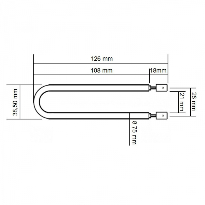 Element de încălzire cu interblocare tip U pentru aparatele de cafea 11,30 mm 126 mm 600 wați [2]