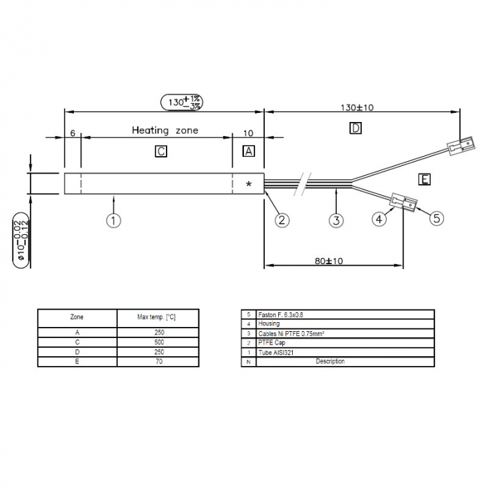 Rezistență liniară pentru aparatele de cafea 10 mm 130 mm 1200 wați [2]