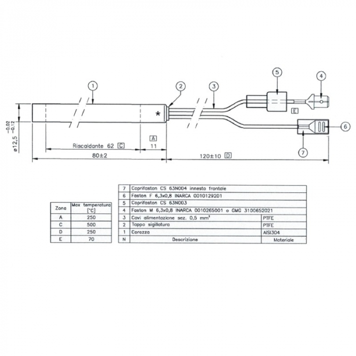 Rezistență liniară pentru aparatele de cafea 12,5 mm 80 mm 500 wați [2]
