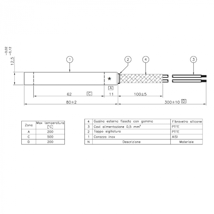 Rezistență liniară pentru aparatele de cafea 12,5 mm 80 mm 600 wați [2]