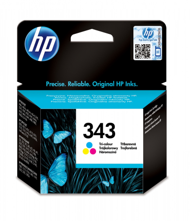 Cartuse de cerneala - HP 343 Tri-colour Inkjet Print Cartridge with Vivera Inks, 7 ml, aprox. 260 pag / 15% acoperire