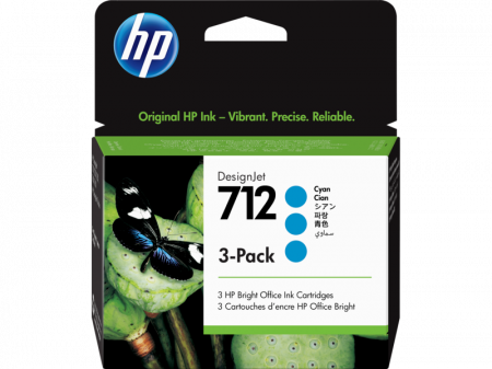 Cartuse de cerneala - HP 712 3-Pack 29-ml Cyan DesignJet Ink Cartridge
