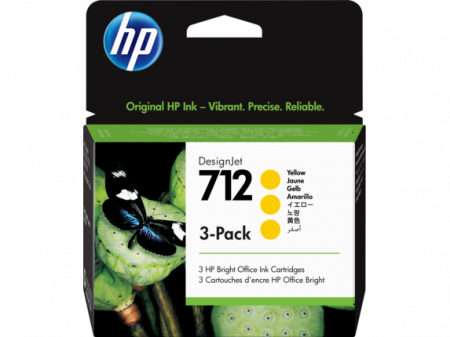 HP 712 3-Pack 29-ml Yellow DesignJet Ink Cartridge