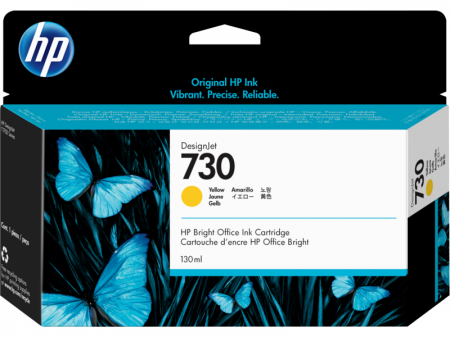 HP 730 130-ml Yellow Ink Cartridge, DesignJet T1700