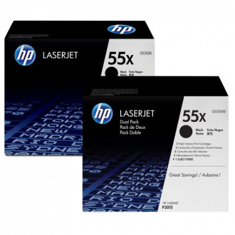 Cartuse toner - HP LaserJet 55X - Dual Pack black print cartridge for Enterprise P3015 (2 x 12.5k pag)