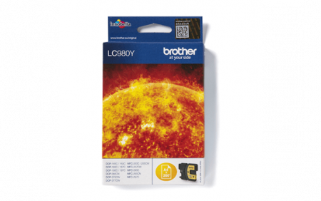 Cartuse de cerneala - LC980Y Yellow ink. PtBrother DCP-145C/165C/195C/365CN/375CW, MFC-250C/290C/295C