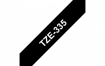 TZE335 12mm WHITE ON BLACK