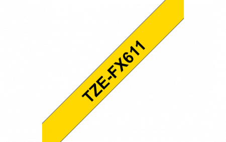 TZEFX611 6mm BLACK  ON YELLOW FLEXIBLE ID