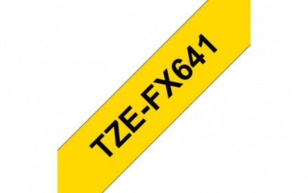 TZEFX641 18mm BLACK  ON YELLOW FLEXIBLE ID