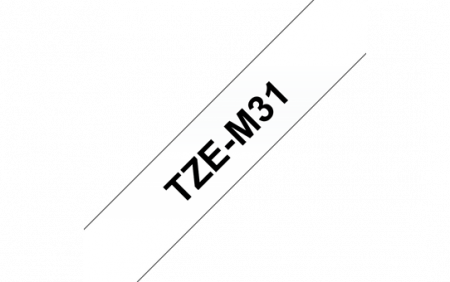 Benzi pentru etichete - TZEM31 12mm BLACK  ON CLEAR TAPE/ MAT