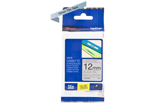 TZEM931 12mm BLACK ON SILVER (MAT) TAPE/METALIC [2]