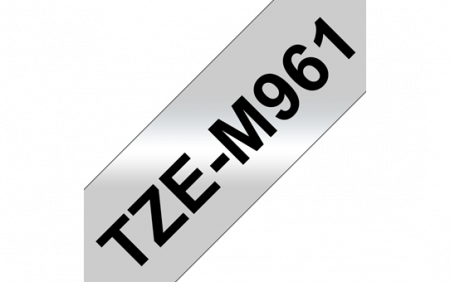 Benzi pentru etichete - TZEM961 36mm BLACK ON SILVER (MAT) TAPE/METALIC