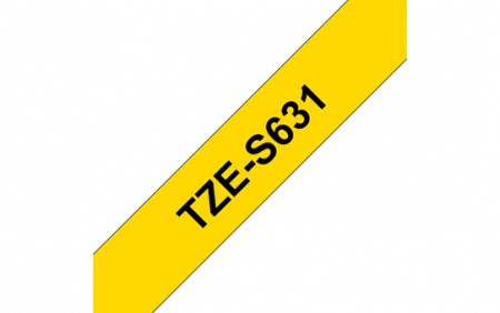 Benzi pentru etichete - TZES631 12mm BLACK ON YELLOW ADHESIVE TAPE