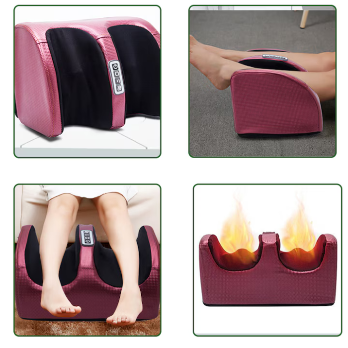 Aparat de masaj pentru picioare, Încălzire integrată, 3 niveluri intensitate, Masaj bidirecțional, Pornire One Touch, Roșu [2]