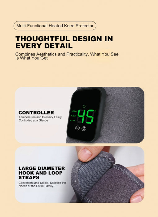 Set 2 aparate tip Genunchiera cu 3 functii de Incalzire si 3 functii de Masaj tip Vibratii, Acumulator Incorporat 4000 mAh, Ameliorareaza Durerea de Umar, Cot, Genunchi, Marime Universala, Negru engro [6]