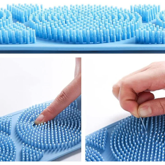 Banda exfoliere și spălare corp, Silicon moale și durabil, Curățare profundă, masaj și relaxare, 2 fețe striate, 60 x 10 cm [6]