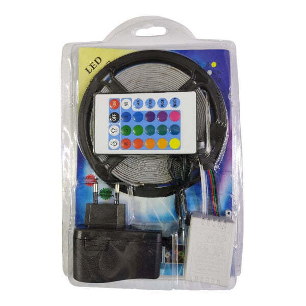 Bandă LED RGB Multicolor cu Telecomandă – 5m/10m, 12V, 60 LED-uri/m, Rezistentă la Apă engross [4]