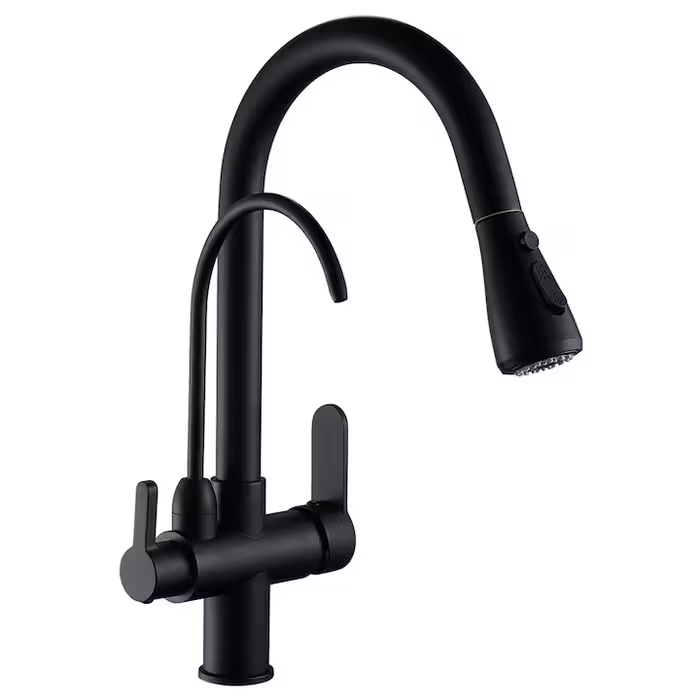Baterie Bucătărie 3 în 1 cu Robinet pentru Apă Filtrată, Jet Pulverizare 18 Inch, Negru engross [3]