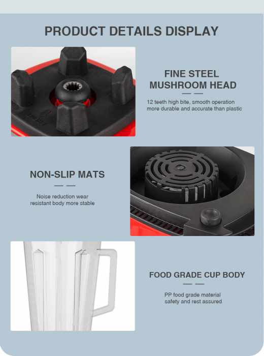 Blender Profesional 2 în 1, 2.5L, 8500w, 32.000 RPM, 15 Viteze, 6 Lame Inox engross [8]