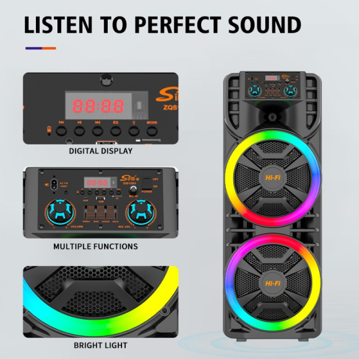 Boxă Bluetooth Wireless ZQS12203, 80W Putere Reală, Autonomie Mare, Design Outdoor, Ideală pentru Karaoke engross [4]