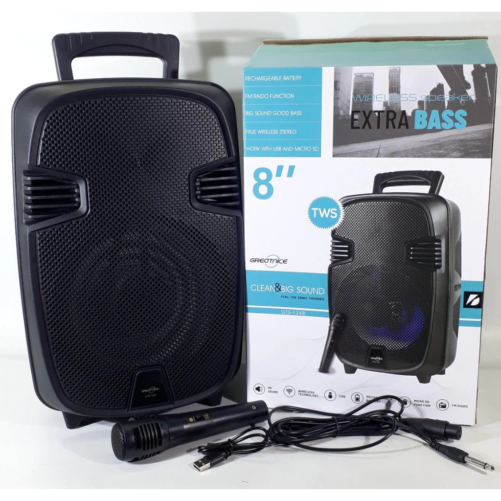 Boxă Portabilă Bluetooth Karaoke GTS-1248 cu LED RGB și Difuzor 8” engress [3]