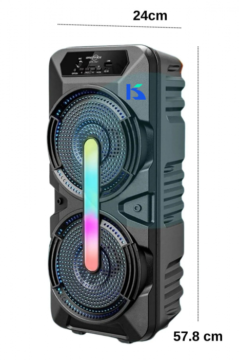 Boxă Portabilă Bluetooth GTS 1621, 2x6.5”, RGB, Radio FM, USB, MicroSD engross [2]