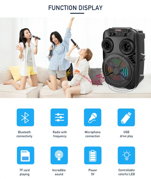 Boxă Portabilă Bluetooth ZQS8107S cu Subwoofer și Funcții Multiple Engross [5]