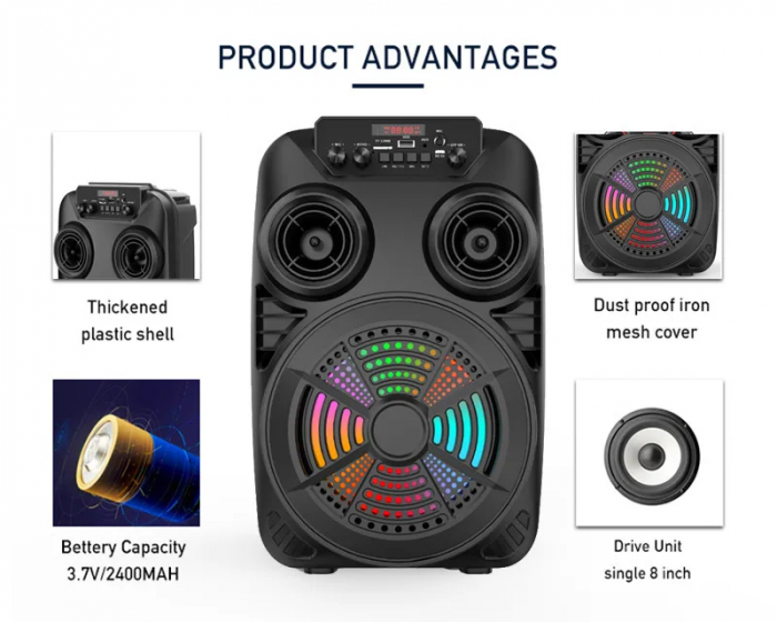 Boxă Portabilă Bluetooth ZQS8107S cu Subwoofer și Funcții Multiple Engross [6]