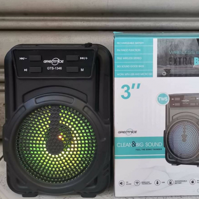 Boxă portabilă GTS-1346, LED RGB, Bluetooth/FM/USB/TF, baterie 500 mAh – produs compact cu cerere mare, ideal pentru revânzare [2]