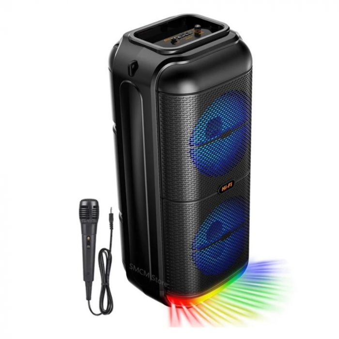 Boxa portabila cu microfon ZQS6227, 60W PMPO, BT/FM/USB/TWS, RGB Engross [3]