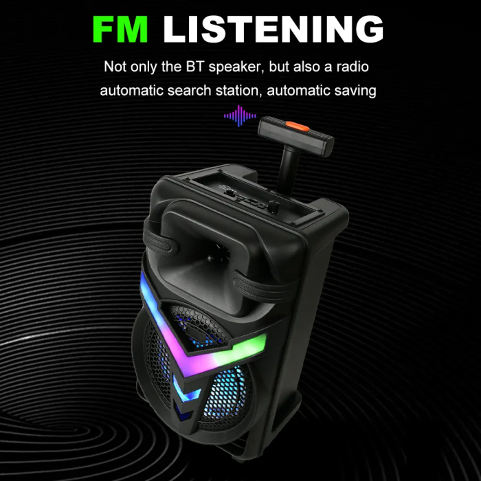 Boxă Portabilă cu Subwoofer de 8 Inch, Bluetooth, 100W PMPO, Lumini LED RGB și Microfon – Sunet Premium pentru Petreceri și Karaoke, Engross [4]