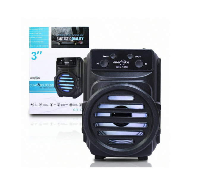 Boxă Portabilă GTS 1961 – 15W PMPO, LED RGB, Bluetooth, Radio FM, Baterie 500 mAh engross [1]