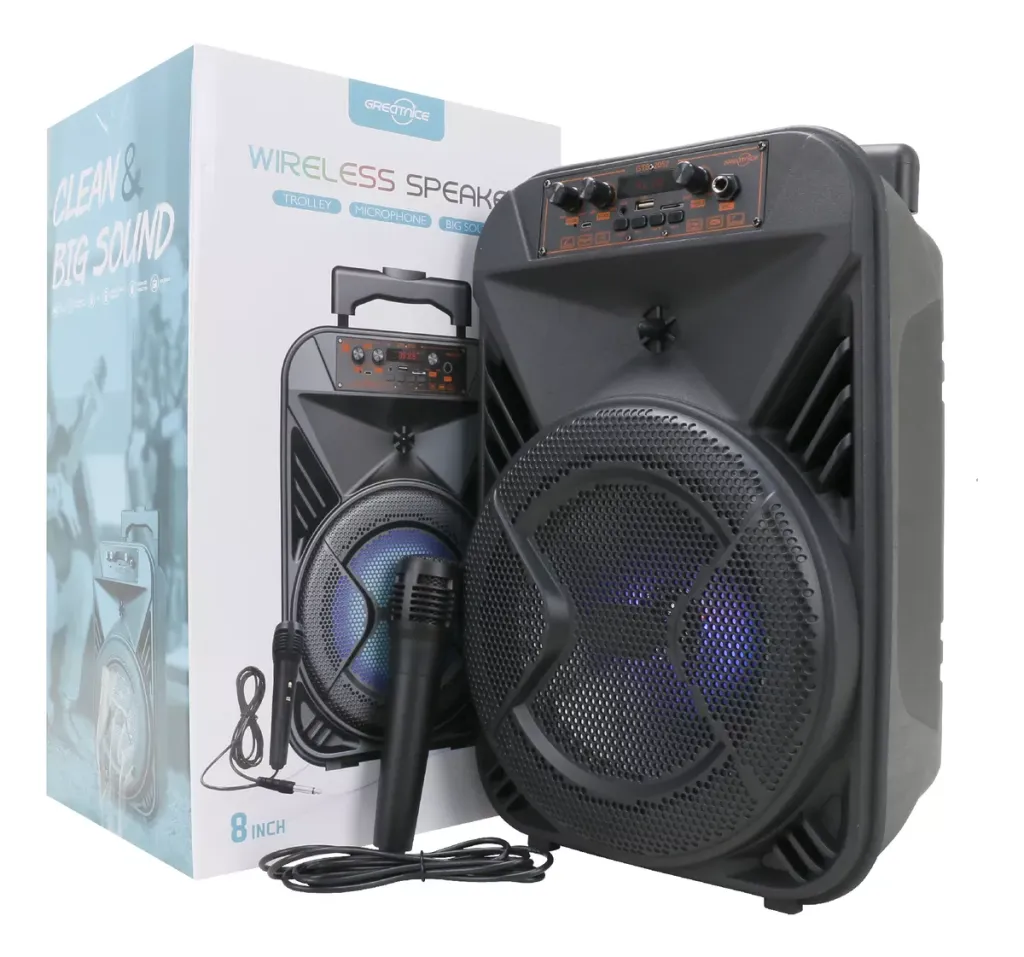 Boxă portabilă GTS-2052, 8 Inch, 10W, RGB, Bluetooth/USB/SD/FM, microfon inclus engross [1]