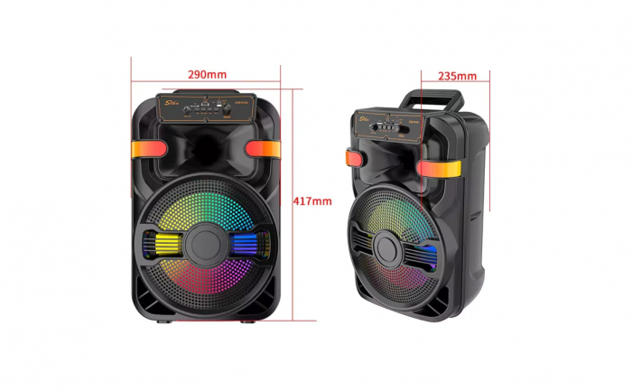 Boxă Portabilă Karaoke ZQS10102 – 90W PMPO, Microfon Inclus, LED RGB, Bluetooth/USB/FM engross [3]