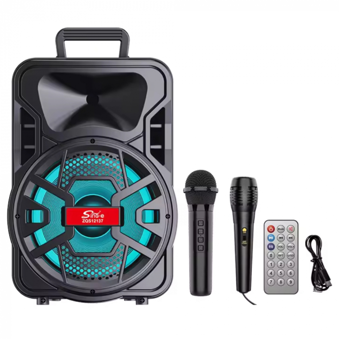 Boxa portabila karaoke zqs12137, 2 microfoane, 120w pmpo, led rgb Engross [6]