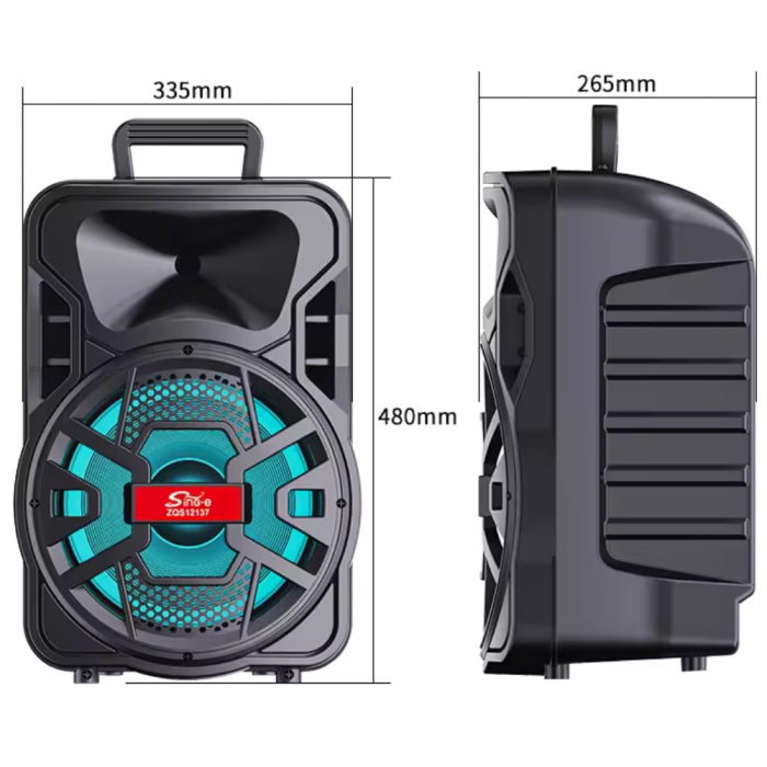 Boxa portabila karaoke zqs12137, 2 microfoane, 120w pmpo, led rgb Engross [7]