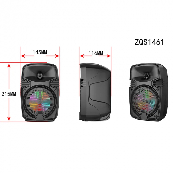 Boxă Portabilă ZQS1461S – Bluetooth, USB, TF, Radio FM, True Wireless, 8W, Compactă și Portabilă [3]