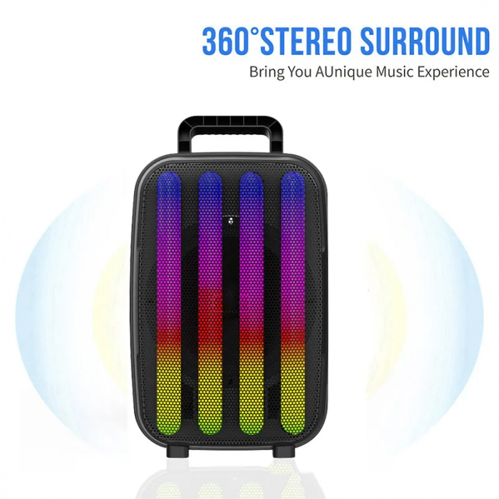 Boxă Portabilă Wireless Bluetooth cu Sunet Surround și Lumini LED - Difuzor de 8 Inch pentru Experiențe Audio Premium în Aer Liber, Engross [2]